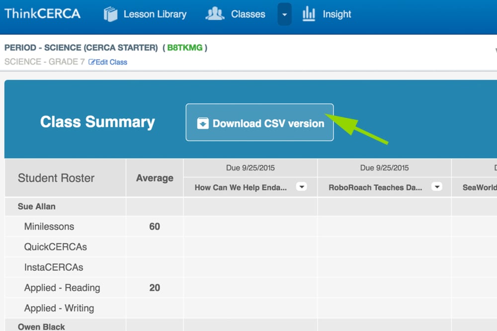Thinkcerca Chart.pdf Product Update: Downloadable Class Reports and Insights on Standards ...